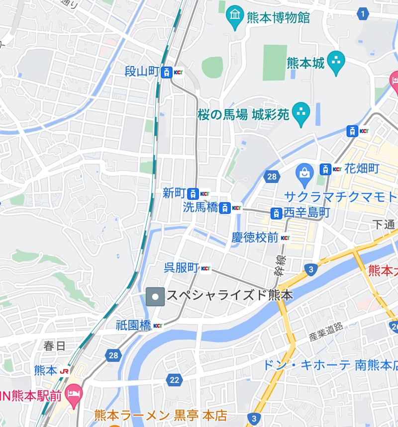 熊本駅と熊本城の位置関係